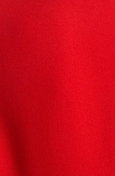 Shop Saint Laurent Plunge Neck Long Sleeve Crepe Satin Column Gown In Rouge