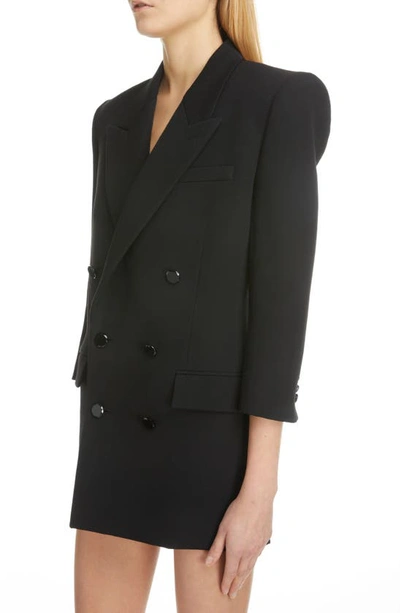Shop Saint Laurent Double Breasted Wool Blazer Minidress In Noir