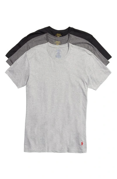 Shop Polo Ralph Lauren 3-pack Crewneck T-shirts In Black/ Grey/ Charcoal