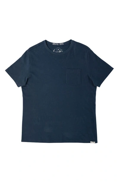 Shop Devil-dog Dungarees Signature Pocket T-shirt In Navy Blue