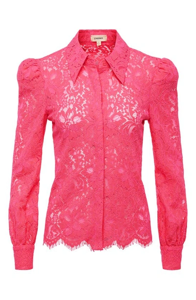 Shop L Agence Jenica Sheer Lace Blouse In Ros