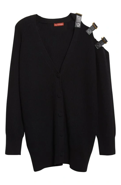 Shop Altuzarra Erika Shoulder Buckle Wool & Cashmere Cardigan In 000001 Black