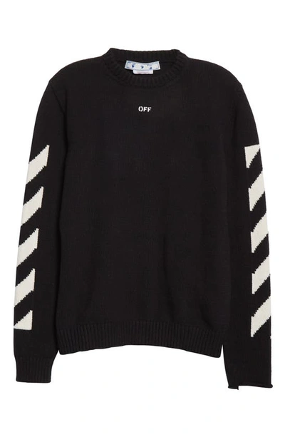 Shop Off-white Diagonal Cotton Blend Sweater In Black White