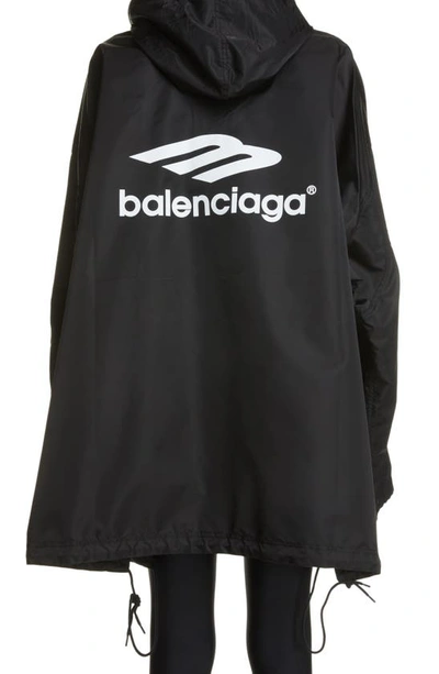 Shop Balenciaga 3b Sports Icon Pleated Windbreaker In Black W