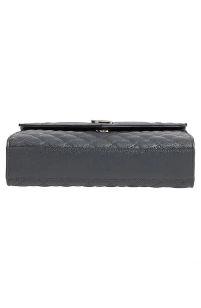 Shop Saint Laurent Medium Envelope Calfskin Shoulder Bag In Dark Smog