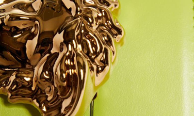 Shop Versace Medusa Head Leather Belt In Citron/ Gold
