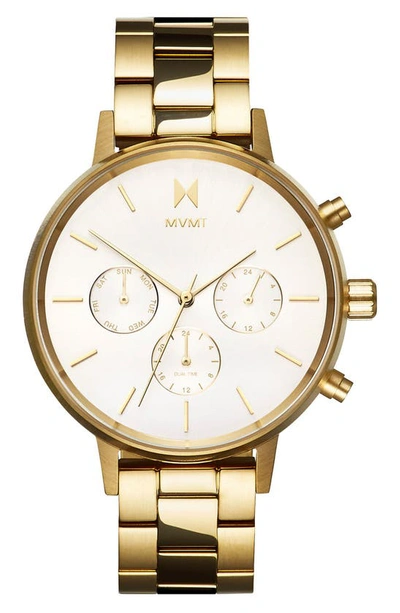 Shop Mvmt Nova Chronograph Bracelet Watch, 38mm In Gold/ White/ Gold