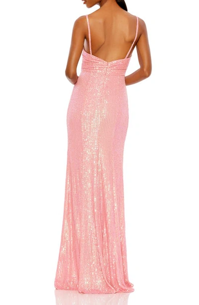 Shop Ieena For Mac Duggal Draped Sequin Gown In Coral