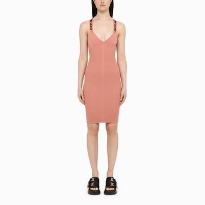 Shop Off-white Nude Knitted Sheath Dress With Logo Trim In Beige