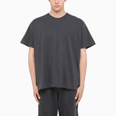 Shop Off-white Dark Grey Diag-print Crewneck T-shirt In Blue