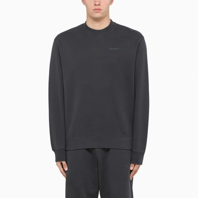 Shop Off-white Dark Grey Diag-print Crewneck Sweatshirt In Blue