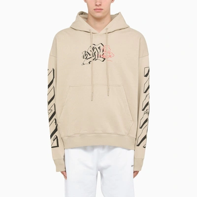 Shop Off-white Beige Graf Outline Over Skate Hoodie