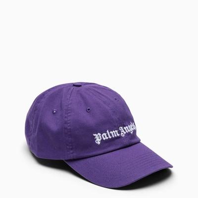 Shop Palm Angels Purple Logo-embroidery Baseball Cap