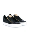 GIUSEPPE ZANOTTI zipped leather low top trainers,METAL(OTHER)100%