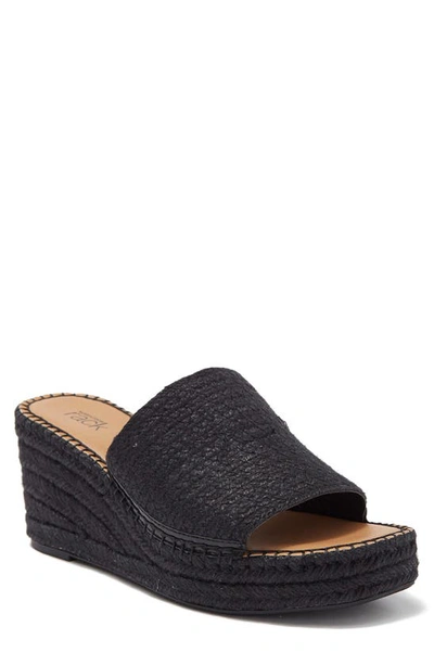 Shop Nordstrom Rack Claire Jute Wedge Slide Sandal In Black