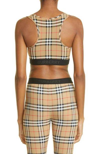 Shop Burberry Dalby Check Sports Bra In Archive Beige Ip Chk