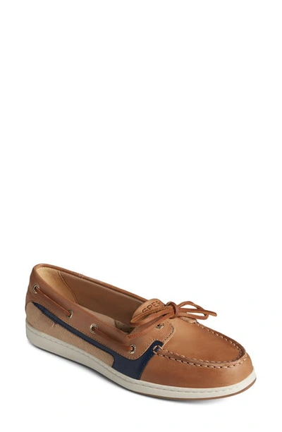 Shop Sperry Starfish Boat Shoe In Tan/ Navy