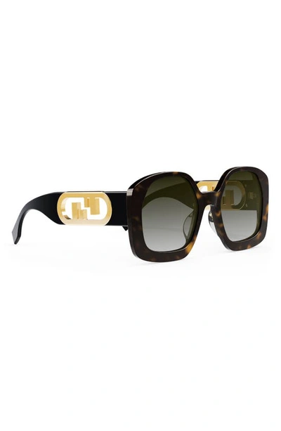 Shop Fendi The  O'lock 54mm Geometric Sunglasses In Dark Havana / Gradient Brown