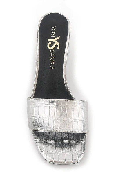 Shop Yosi Samra Danielle Croc Embossed Sandal In Silver