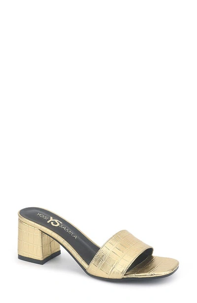 Shop Yosi Samra Danielle Croc Embossed Sandal In Gold