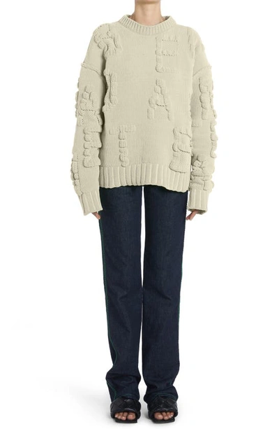 Shop Bottega Veneta Alphabet Oversize Chenille Sweater In Zest Washed