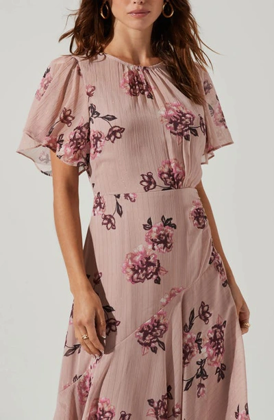 Shop Astr Floral Print Dress In Dark Blush Multi Floral