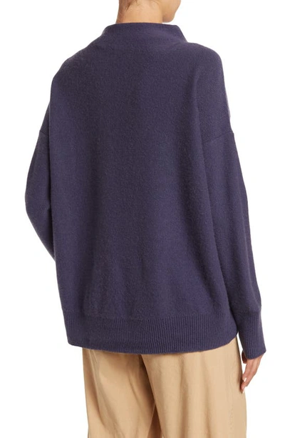 Shop Vince Funnel Neck Boiled Cashmere Sweater In Lapis