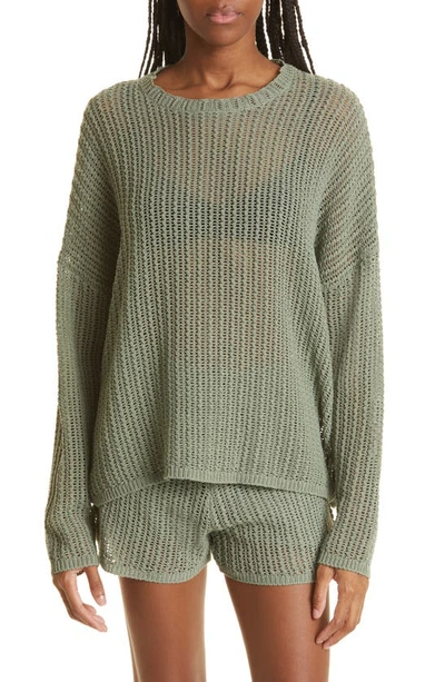 Shop Rag & Bone Riley Open Stitch Sweater In Sage Green
