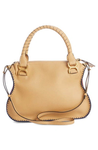 Shop Chloé Medium Marcie Whipstitched Leather Satchel In Soft Tan
