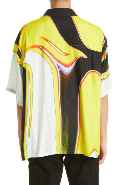 Shop Ambush Swirl Print Short Sleeve Button-up Camp Shirt In Yellow/ Black Multi