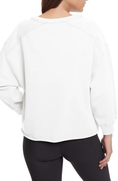 Sage Collective Sage Collective Contrast Stitch 3/4 Sleeve Sweater In White
