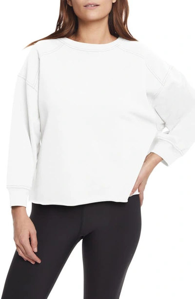Sage Collective Sage Collective Contrast Stitch 3/4 Sleeve Sweater In White