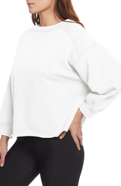 Sage Collective Sage Collective Contrast Stitch 3/4 Sleeve Sweater In White