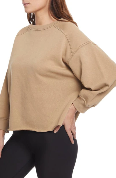 Shop Sage Collective Sage Collective Contrast Stitch 3/4 Sleeve Sweater In Kelp