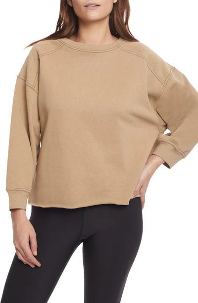 Shop Sage Collective Sage Collective Contrast Stitch 3/4 Sleeve Sweater In Kelp