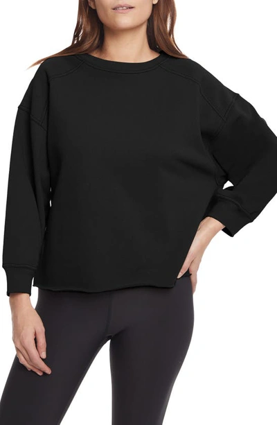 Shop Sage Collective Sage Collective Contrast Stitch 3/4 Sleeve Sweater In Black