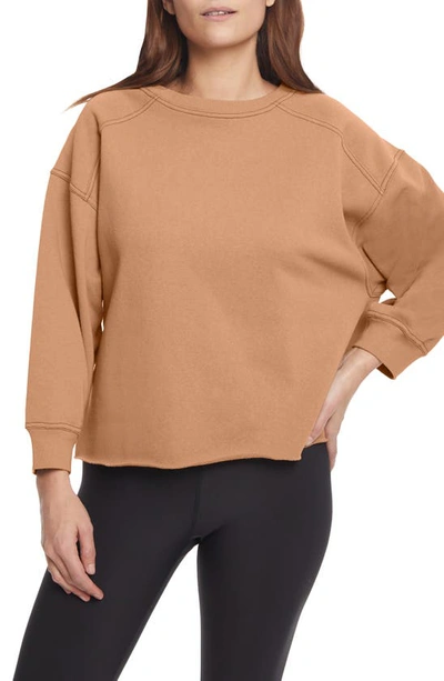 Shop Sage Collective Sage Collective Contrast Stitch 3/4 Sleeve Sweater In Lion