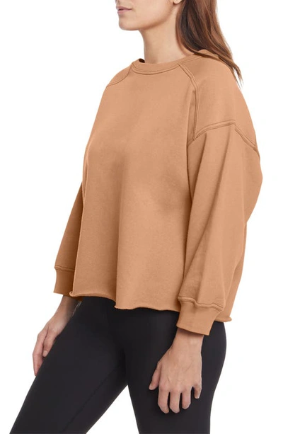Shop Sage Collective Sage Collective Contrast Stitch 3/4 Sleeve Sweater In Lion