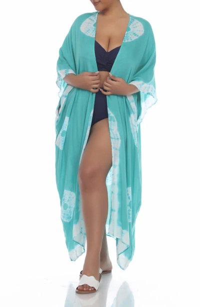 Shop Boho Me Tie Dye Cover-up Kaftan In Jade Td