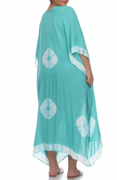 Shop Boho Me Tie Dye Cover-up Kaftan In Jade Td