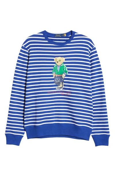 Shop Polo Ralph Lauren Polo Bear Stripe Sweatshirt In Heritage Royal/beach Bear
