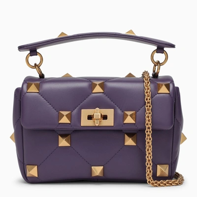 Shop Valentino Purple Roman Stud The Shoulder Medium Bag