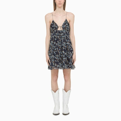 Shop Dsquared2 Floral-print Mini Dress In Silk In Blue