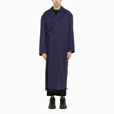 Shop Balenciaga Blue Cotton Carcoat Wrap