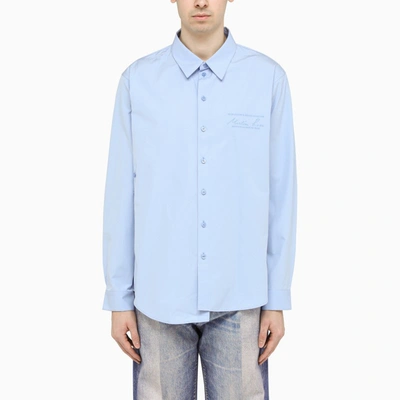 Shop Martine Rose Light Blue Shirt With Asymmetric Hem