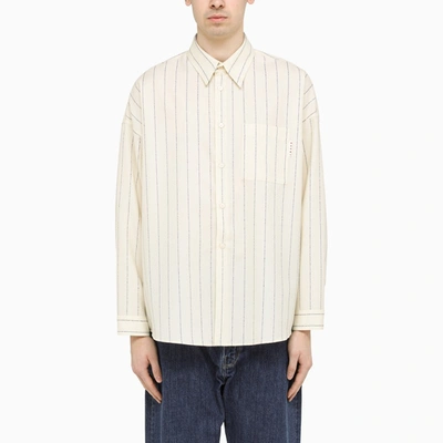 Shop Marni Ivory Striped Shirt In Wool In White