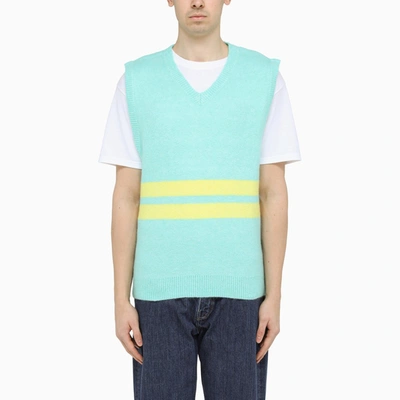 Shop Stussy Seafoam And Yellow Gilet In Light Blue