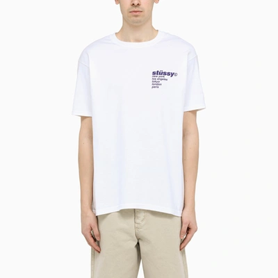 Shop Stussy White Graphic-print Crewneck T-shirt