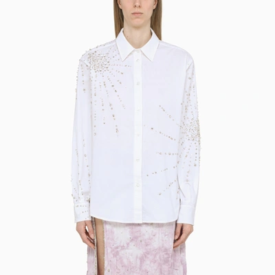 Shop Des Phemmes White Shirt With Crystals