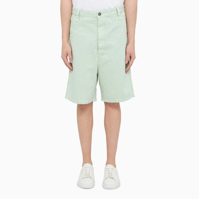 Shop Ami Alexandre Mattiussi Ami Paris | Aqua Green Denim Bermuda Shorts